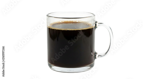 Black Coffee Espresso in Glass Cup Isolated on transparent Background