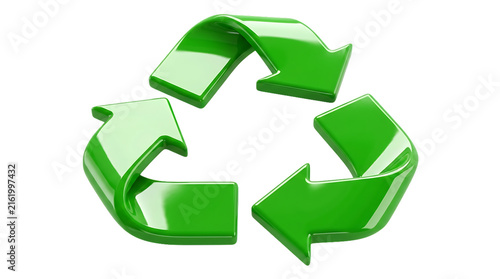 Green Recycling Symbol Icon Isolated on transparent Background