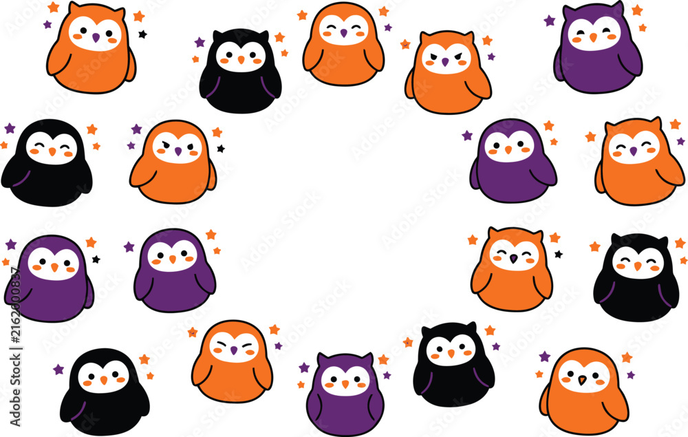 Obraz premium Charming halloween owl vector icons a delightful collection of spooky colorful and whimsical owl illustrations perfect for seasonal designs crafts and digital artwork