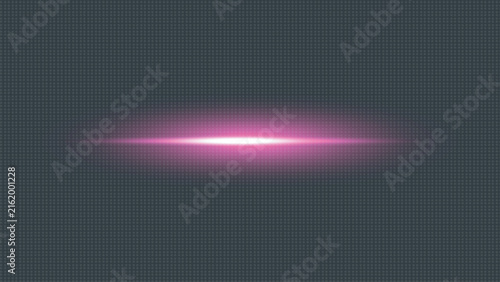 Bright pink horizontal light flare with glowing rays on a dark textured background