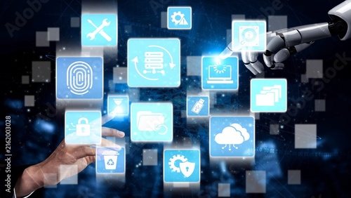 Bild auf Leinwand Data recovery icons show backup, data recovery process, and secure restoration