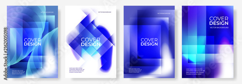 Modern Abstract gradient poster background vector set. Modern cover templates with colorful geometric shapes and optical illusion design for social media, banner and wallpaper.