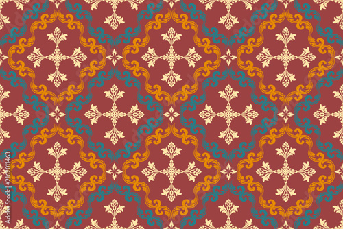 Damask seamless pattern vector background. baroque style pattern. Luxury textile. Graphic ornate pattern for wallpaper, fabric, packaging, wrapping. Damask floral ornament	
