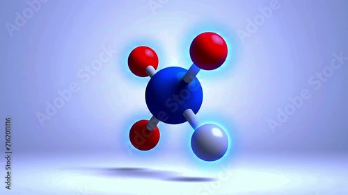 Three Dimensional Digital Representation of a Molecular Structure Featuring Glowing Atomic Particles in a Scientific Laboratory Environment