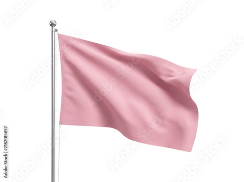 Waving pink flag with, background as transparent object