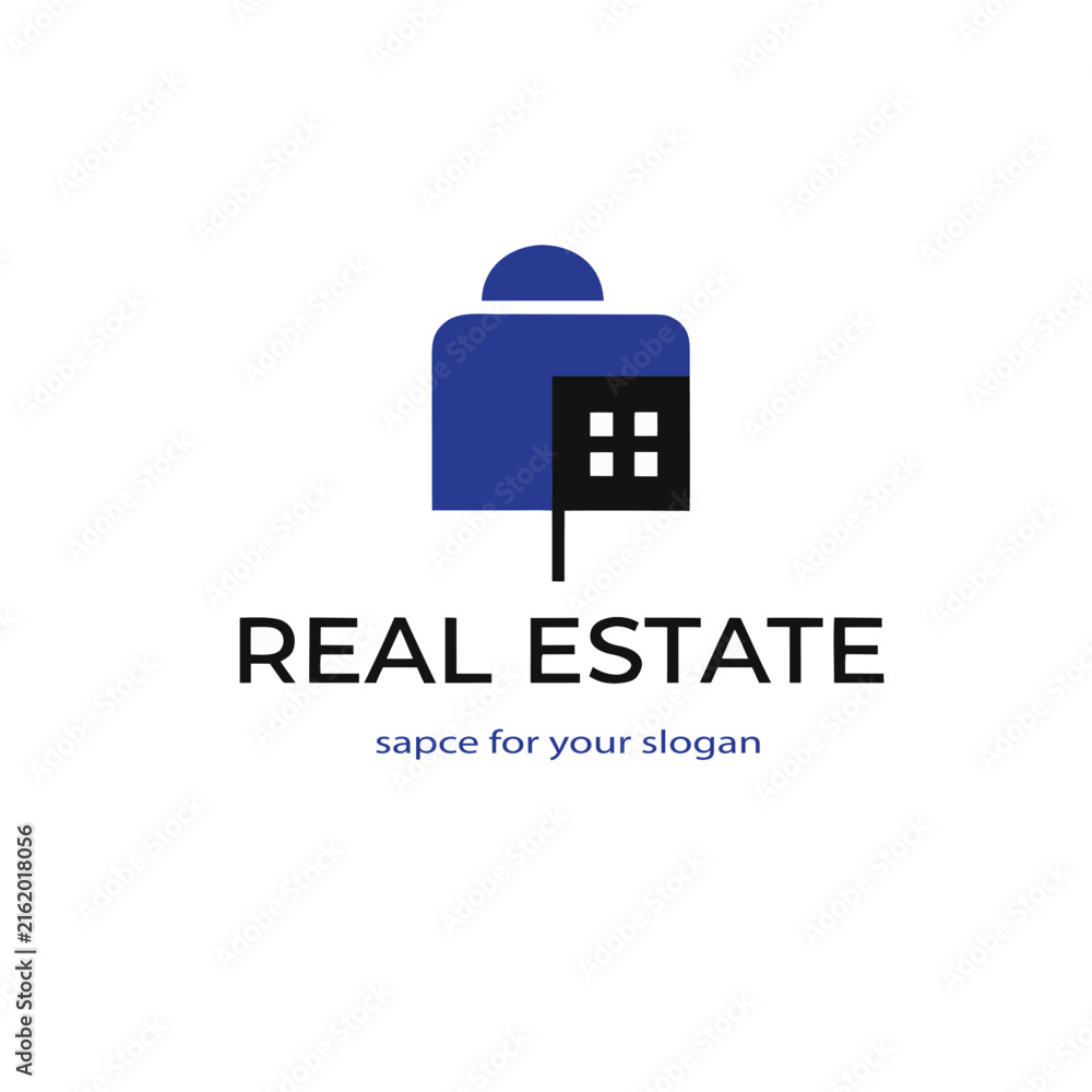 Fototapeta premium Real Estate Logo with Tagline Text Space. Modern House Property Vector Illustration for Real Estate Agency Branding.