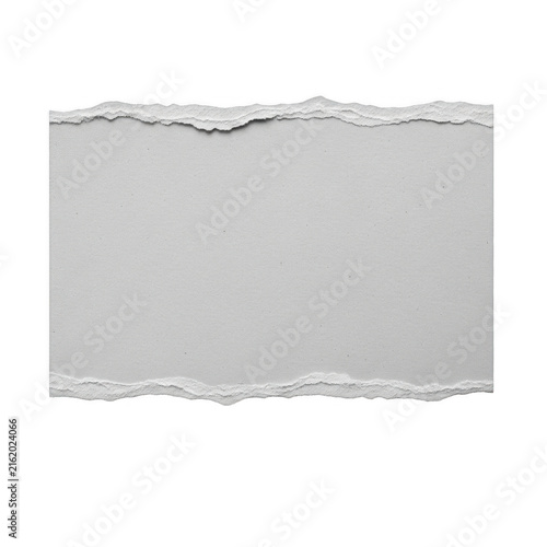 Grey torn paper sheet with ripped edges isolated on transparent background