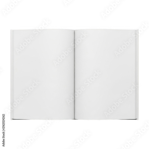Open empty book with blank pages on a flat surface isolated on transparent background