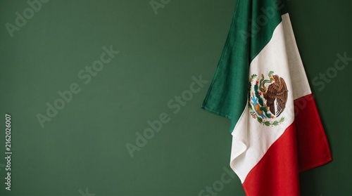 Mexican flag on wall for mexican independence day celebration