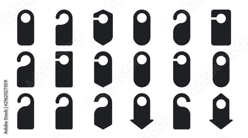 Various door hanger shapes in silhouette vector for hotel room service and privacy notices