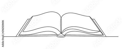 Open book drawing in a single continuous line style