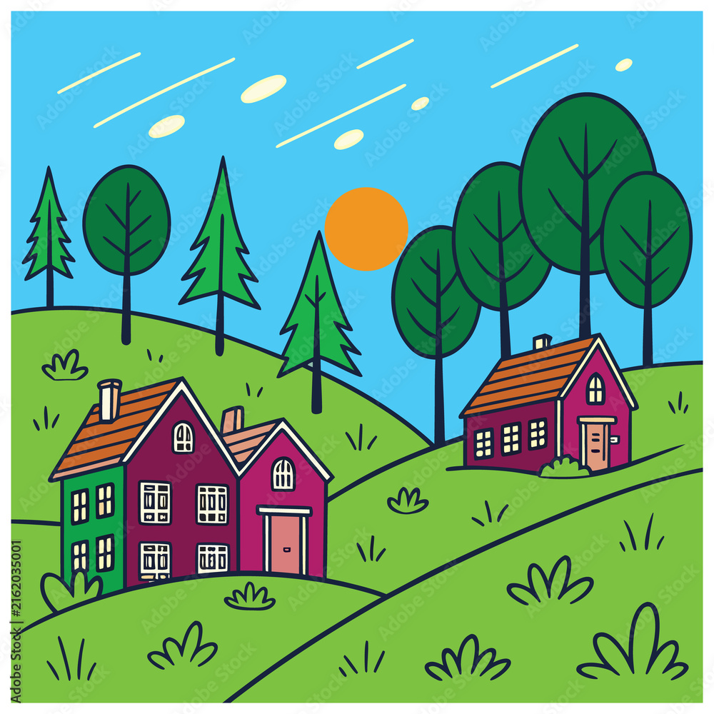 Fototapeta premium landscape with houses