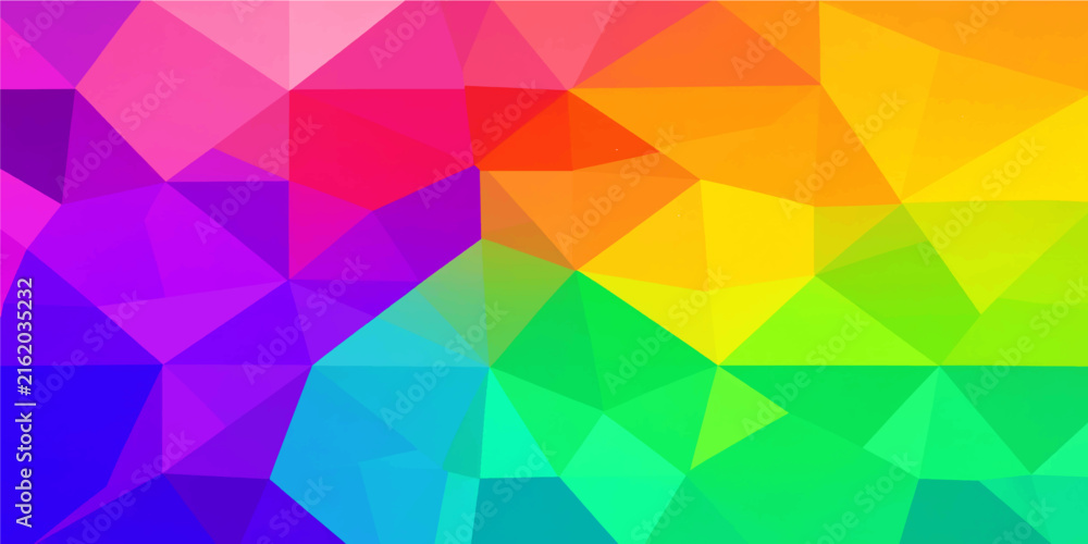Obraz premium Abstract vibrant rainbow spectrum low poly geometric triangle background vector illustration for modern creative marketing banner