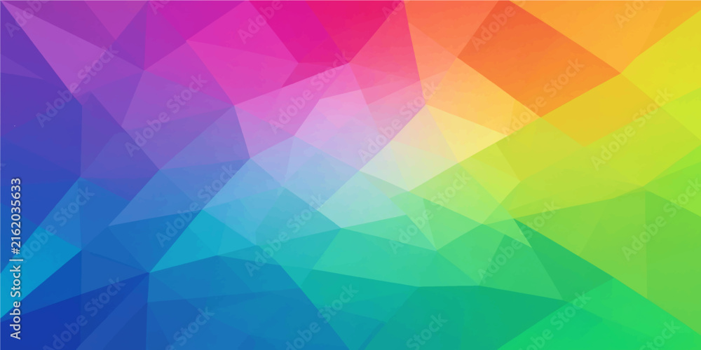 Obraz premium Vibrant rainbow low poly abstract geometric background vector artwork for modern creative digital backdrop design