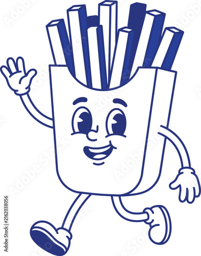 Cute French Fries Box Character – Happy Fast Food Mascot Vector Illustration