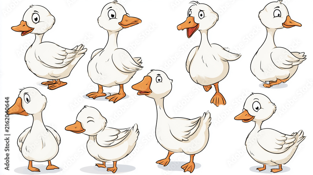Obraz premium Cute Cartoon Little Goose – Adorable Baby Goose Character Illustration
