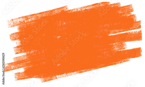 Obraz na plátne Orange Doodle Brushstrokes with Grunge Texture, Text Box Design Element backgrou