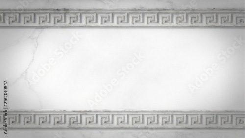 White marble background Greek key meander border 