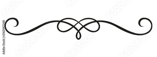 Classic calligraphic flourish divider, elegant vintage swirl ornament for wedding invitation or greeting card design