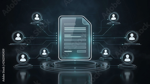 Digital document sharing user network team collaboration online management concept