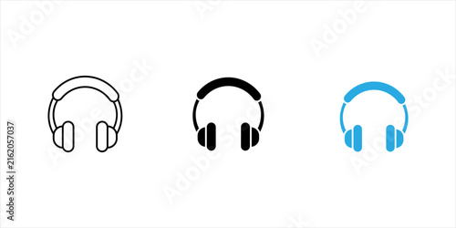 Minimal line icon of headphones representing music, audio, listening, podcasts, communication, entertainment, digital media, and personal sound technology.