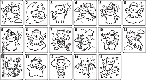 Foto Cute baby angel characters with different poses and expressions in vector style