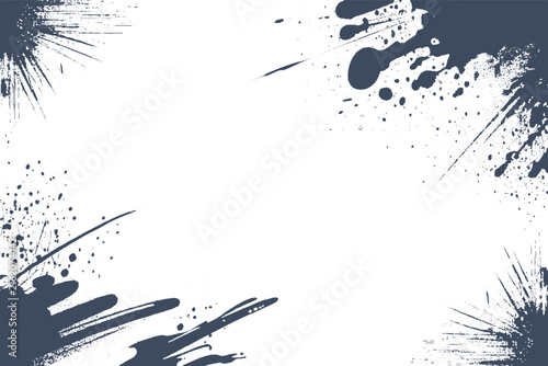 Grunge Ink Splatter Border Frame with Brush Strokes Paint Splash and Large Copy Space Vector