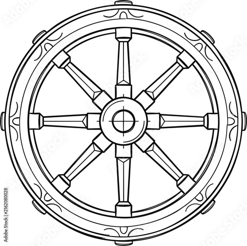 Bild auf Leinwand Dharmachakra wheel of dharma religious sacred symbol isolated on white backgroun