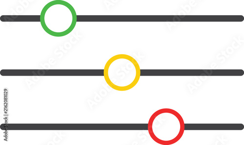 Three horizontal slider controls with green, yellow, and red circular handles