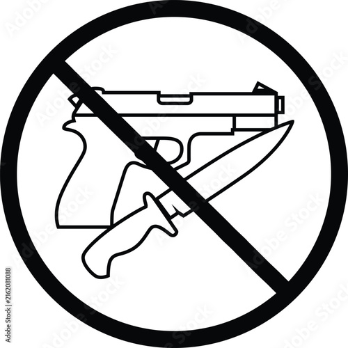 Prohibited weapons sign with a handgun and a knife