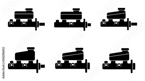 Automotive Brake Master Cylinder Icons, Vector Set, Car Parts Collection