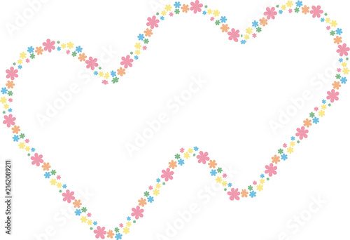 Pastel colorful daisy flower blooming frame bordered decoration love heart shape