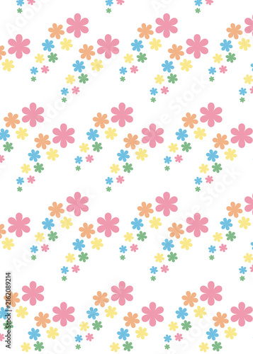 Pastel colorful daisy flower blooming  seamless pattern for nature background