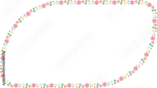 Pastel colorful daisy flower blooming frame bordered decoration square diagonal shape