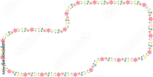 Pastel colorful daisy flower blooming frame bordered decoration square connecting shape