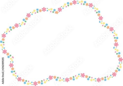 Pastel colorful daisy flower blooming frame bordered decoration cloud shape