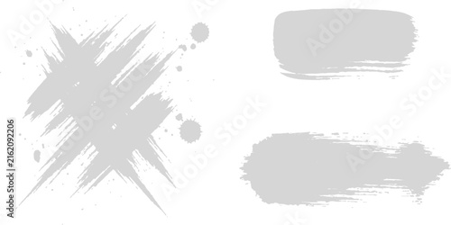 Принти на полотні Brush Stroke Accents: A collection of minimalist grey brush stroke and splatter elements, perfect for adding artistic flair and texture to graphic designs