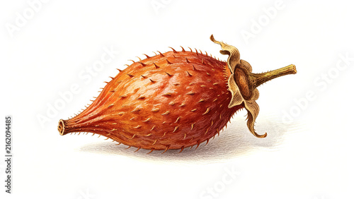 Rose hip fruit watercolor hand drawn botanical illustration isolated on white