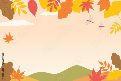 紅葉の秋のイメージ背景_ベクターイラスト