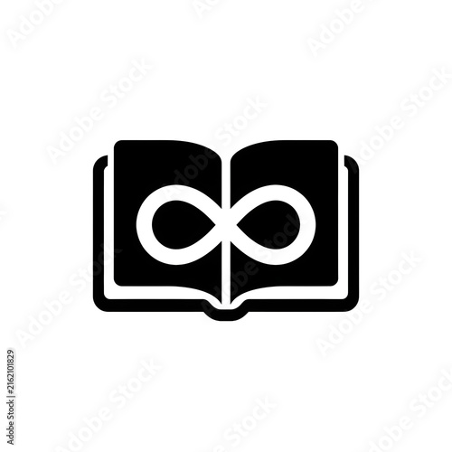 Open Book with Infinity Symbol Vector Icon for Lifelong Learning and Education Concept