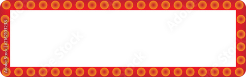 Rectangular sign frame with glowing orange bulbs on red border