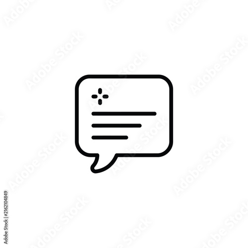 Speech bubble icon with plus and lines symbol