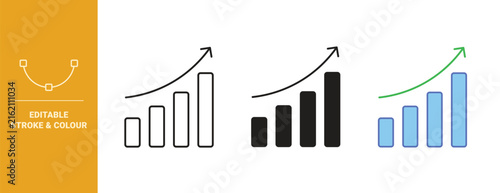 Consistent Growth Bar Chart Icon Set Outline Glyph Filled Design For Finance Web UI