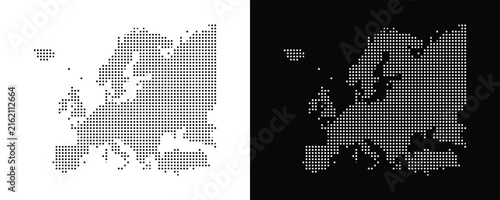 Europe map halftone dot pattern