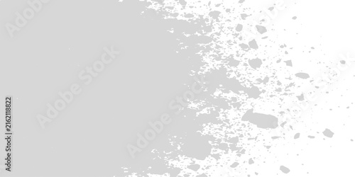 Light gray chalk powder splashed against a stark white background with soft diffused lighting creating texture and depth