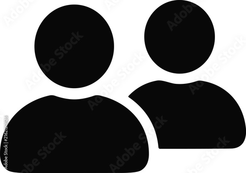 Two person silhouette icon on a white background represents community and connection