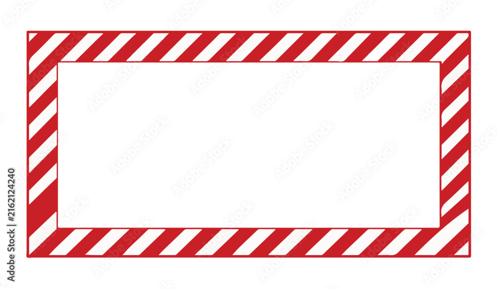 Obraz premium Red and white striped rectangular frame vector design, decorative border template for warning signs, labels, banners, posters, Christmas themes and graphic design.