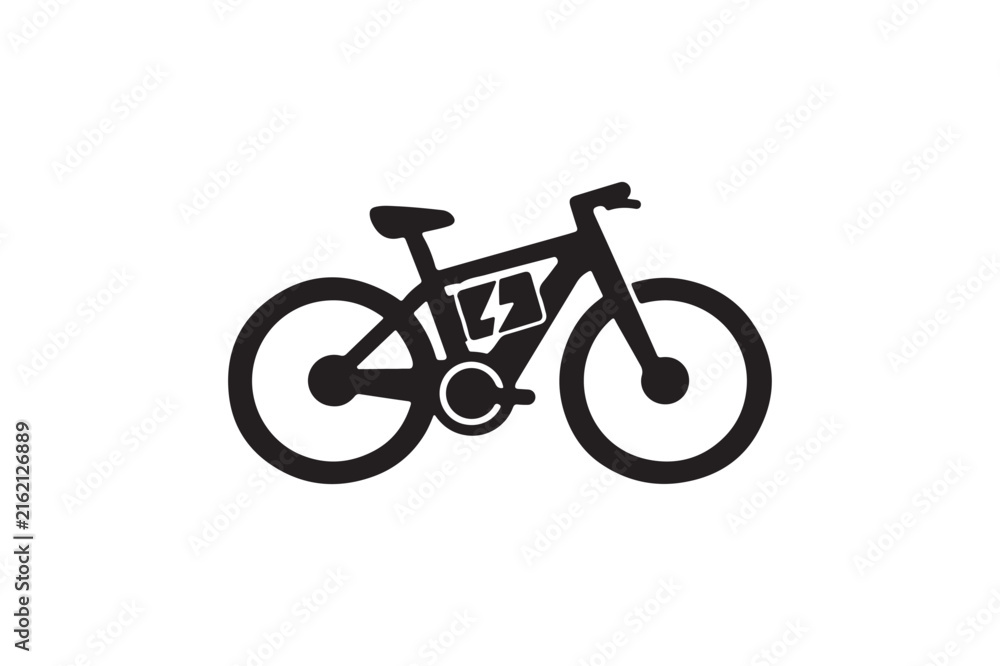 Fototapeta premium Electric Bicycle Silhouette Icon | Eco Transportation Vector Symbol
