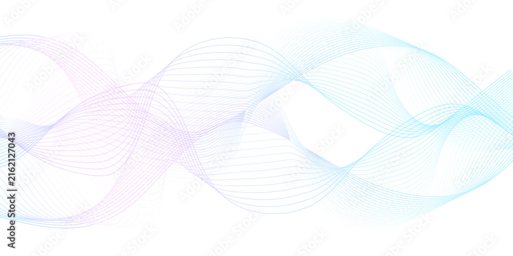 Fototapeta premium White wave curve lines banner background design. Abstract soft wave lines dynamic flowing purple and blue isolated background. Vector Illustration of the pink pattern of lines. stripes on white.