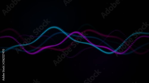 Digital blue and purple waves moving on black background